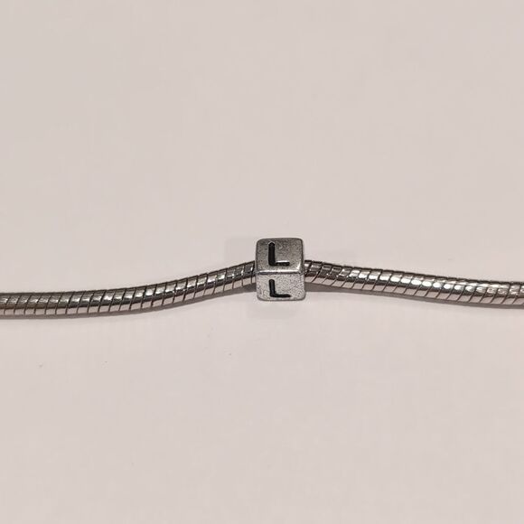 Silver L Spacer Charm for Pandora Style Bracelet - Picture 2 of 5